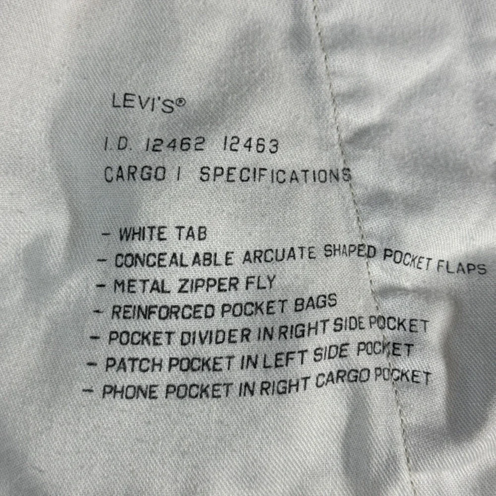 Levi's Mens Cargo Pants White Camo Military Utility White Tab Pockets 36 x 32
